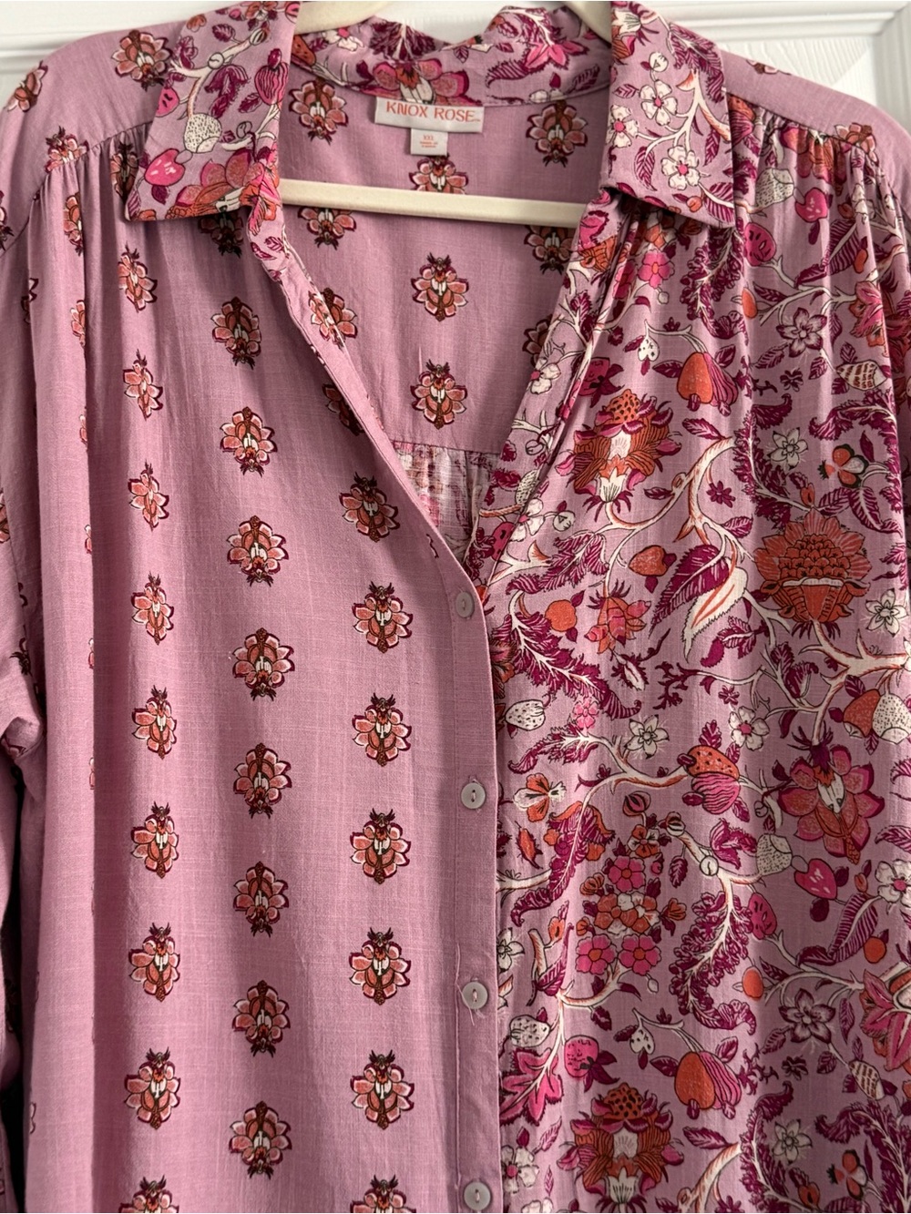 Knox Rose Pink Floral Mix-Print Button-Up Top - Picture 8 of 11